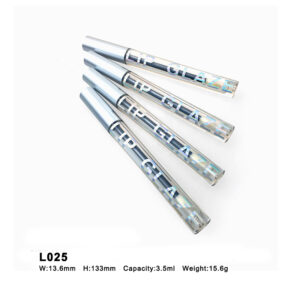 round blue cap lip gloss tube with print