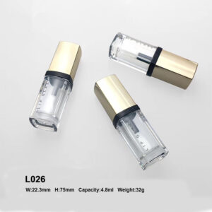 square golden transparent lip gloss tube