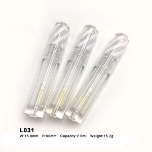 round transparent lip gloss container with print