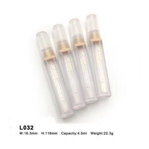 square transparent lip gloss tube with round cap