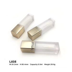 square laser golden transparent lip gloss container