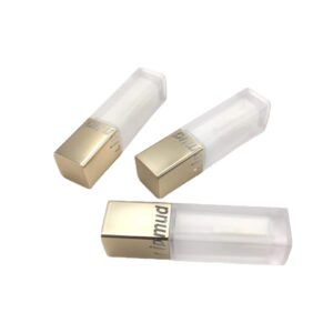 square laser golden transparent lip gloss container