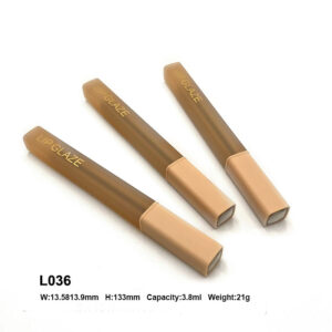 square frosted yellow lip gloss tube with print