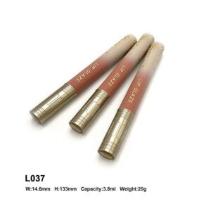 round frosted red lip gloss tube with custom print 