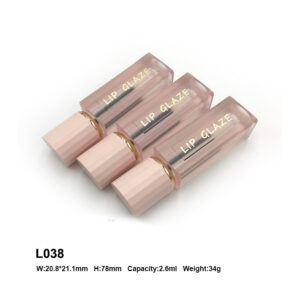 square pink lip gloss with round cap