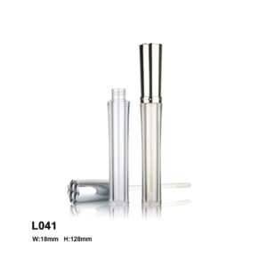 cylindrical silver lip gloss tube