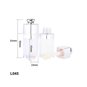 square silver transparent lip gloss tube