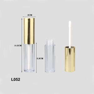 round golden transparent lip gloss container