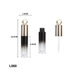 Custom round graident black lip gloss tube with special shape cap