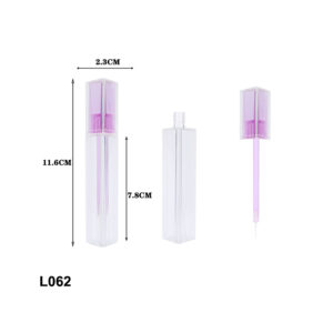 square purple transparent lip gloss tube