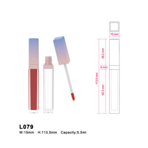 square gradient blue red lip gloss container