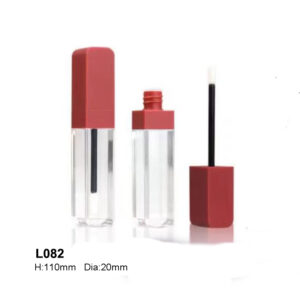 square frosted red lip gloss case