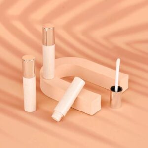 round rose golden cap pink lip gloss container