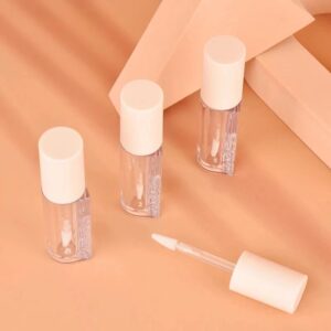 square transparent lip gloss tube round pink cap