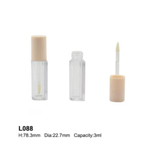 Custom square transparent lip gloss tube round pink cap