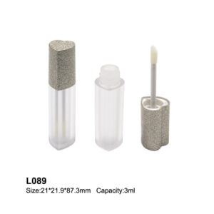 heart shape grey transparent lip gloss tube