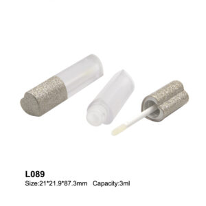 heart shape grey transparent lip gloss tube