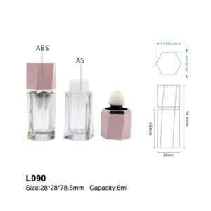 heart shape grey transparent lip gloss tube