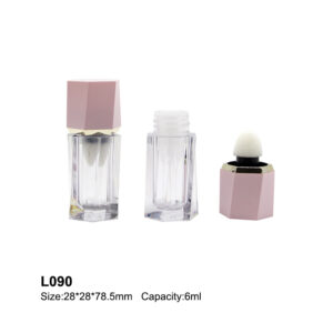 hexagonal purple transparent lip gloss tube