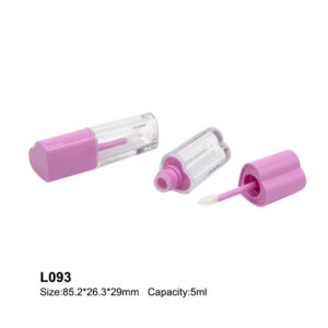 heart shape purple transparent lip gloss tube