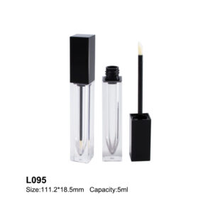square black transparent lip gloss tube