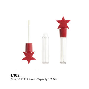 round transparent lip gloss tube with red star shape