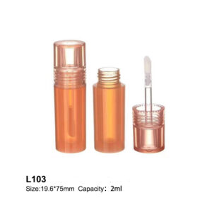 round orange transparent lip gloss container