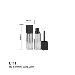 square black transparent lip gloss tube