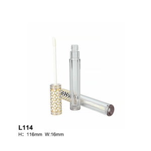 round golden engrave cap transparent lip gloss case