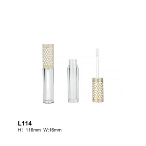 round golden engrave cap transparent lip gloss case
