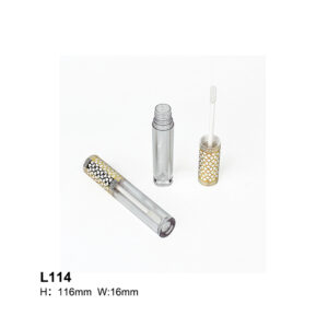 round golden engrave cap transparent lip gloss case