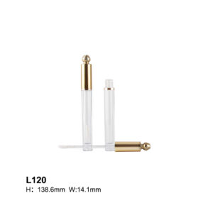 round golden transparent lip gloss tube