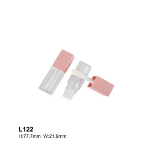 square frosted pink lip gloss case