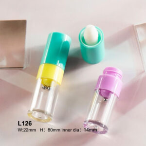 round colorful transparent lip gloss case with sponge