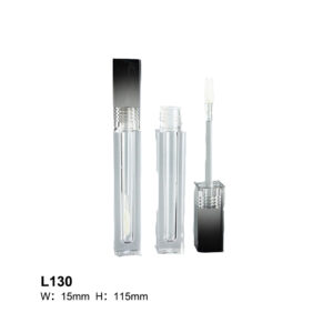 square gradient black transparent lip gloss tube