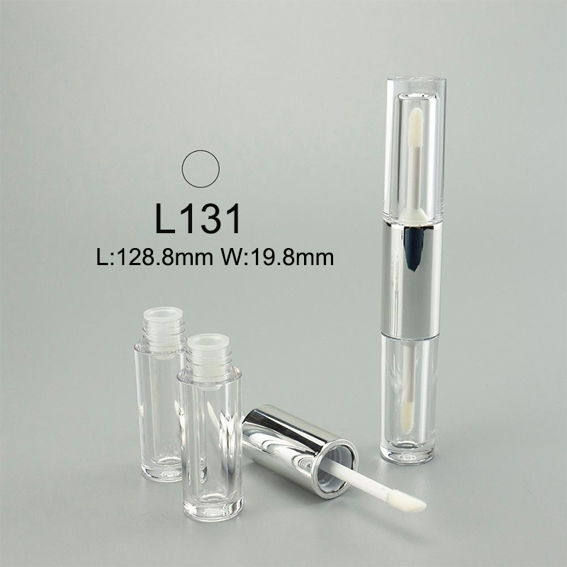 double-end transparent silver lip gloss packaging