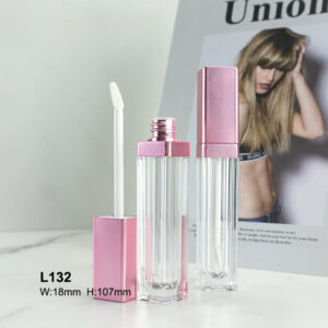 square rose golden transparent lip gloss tube