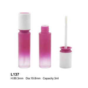 round gradient raspberry lip gloss tube