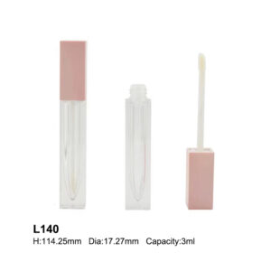 square pink transparent lip gloss tube