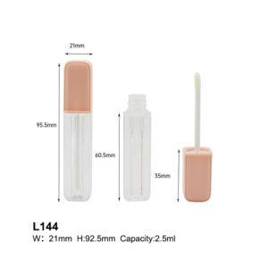 square khaki color lip gloss container