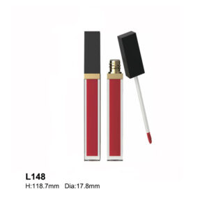 square slim black red lip gloss container