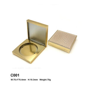 square golden compact powder case