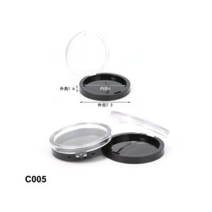 round transparent black compact powder case