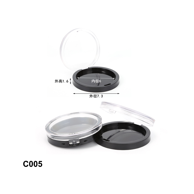 round transparent black compact powder case
