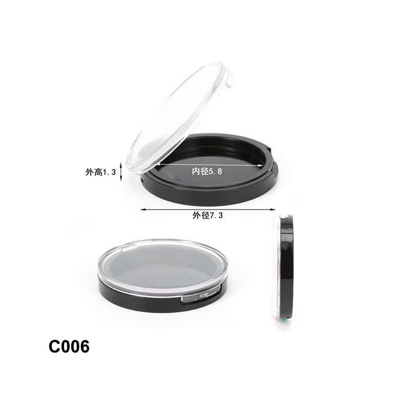 round transparent black compact powder case