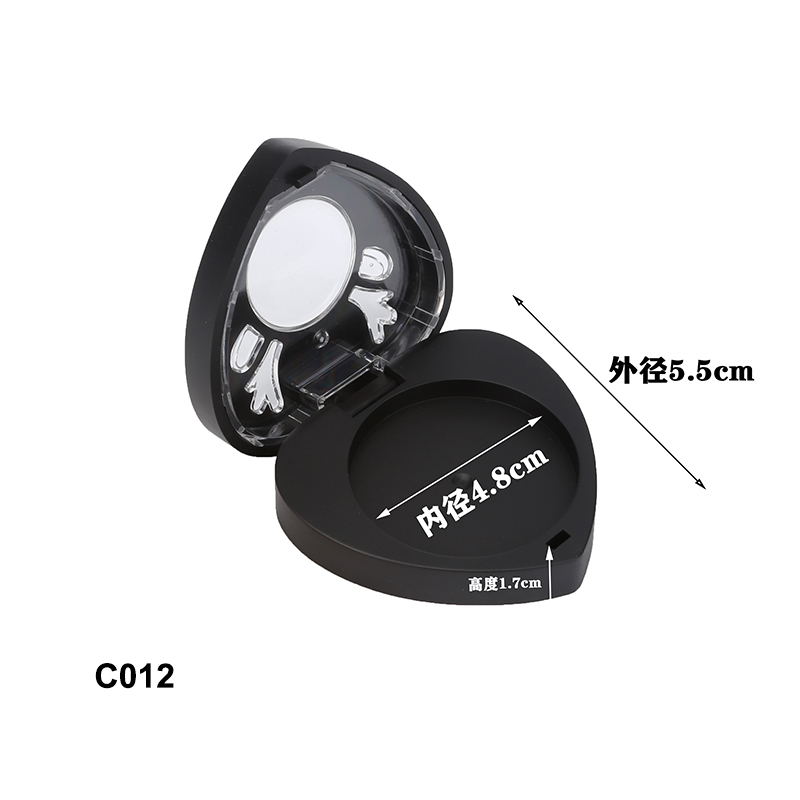 heart shape balck compact powder case