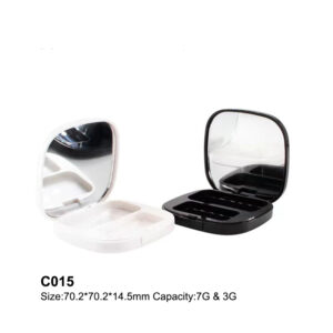 square round corner black compact powder case
