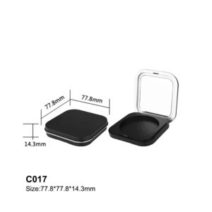 square round corner black compact powder case