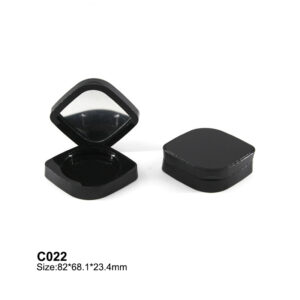 round corner black compact powder container