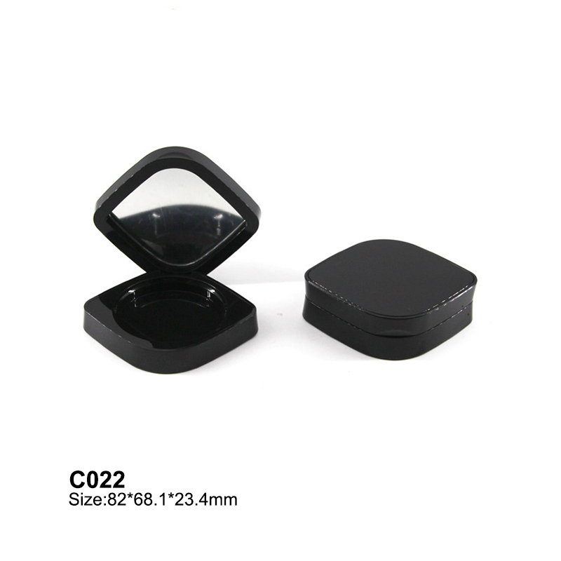 round corner black compact powder container